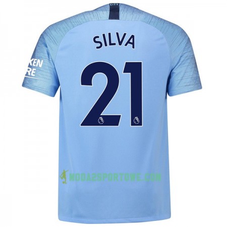 Koszulka Manchester City Silva 21 Domowe Stroje Piłkarskie 2018/19 Krótki Rękaw